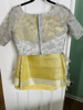 Picture of Pure tissue Lenin saree in lemon yellow with  silver sequins ready made blouse