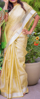 Picture of Pure tissue Lenin saree in lemon yellow with  silver sequins ready made blouse