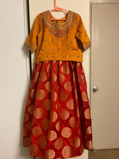 Picture of Pure Benaras Lehanga with hand maggam work blouse 6-8y