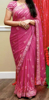 Picture of Gorgeous English pink party wear saree with peacock work allover