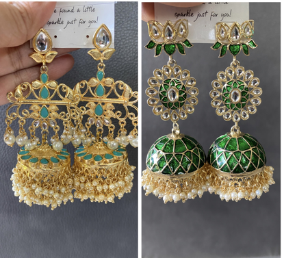 Picture of Meenakari jhumkas combo