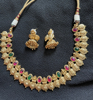 Picture of Matte finishing Lakshmi devi kasu neck set and temple jewellery with earrings