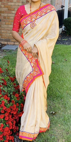 Picture of Gold fancy saree with padded blouse