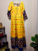 Picture of Yellow and blue ikkat dress with bandhini chunni