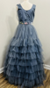 Picture of New ruffles layers gown with full flair ,velvet embroidered waist belt