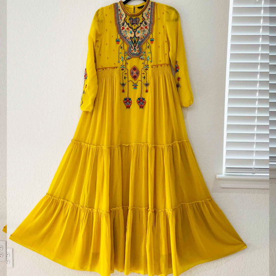 Picture of Mustard Colored Floor Length Dress