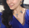 Picture of blue pachi kundan necklace with earrings