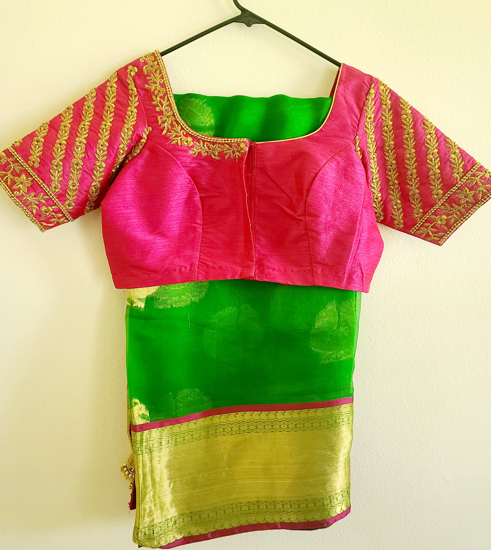 PunarviAuthentic|PreLoved|SustainableParrot green Kora saree with heavy ...