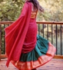 Picture of Beautiful Green and red soft silk paithani half saree