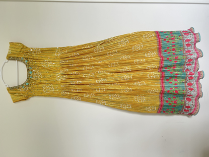 Picture of Yellow Crushed Bandhini long dress
