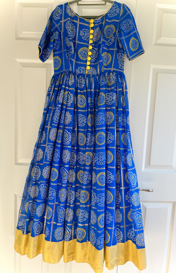 Picture of Blue kota bandhini long dress
