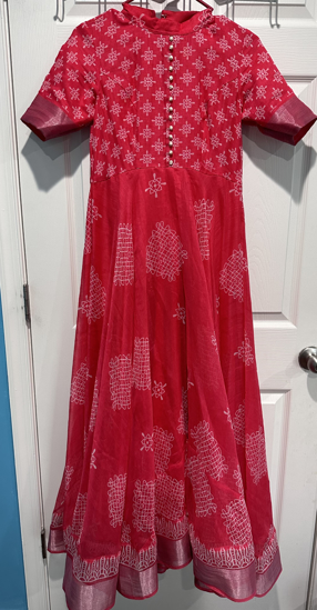 Picture of Customised Pink Muggu Long Frock