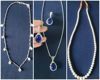 Picture of Fresh water pearl chain and ink blue stone pendant set