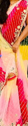 Picture of Multi color lehariya saree with hota work