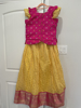 Picture of Pink pattu blouse with beautiful yellow lehenga 10-15y