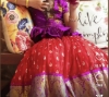 Picture of Bandhani silk lehenga with Kanchi border and A raw silk embellished purple blouse 6-8y