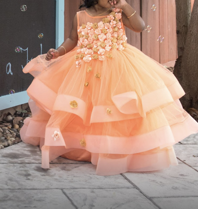 Picture of Peach princess Birthday Dress - 2-3Y