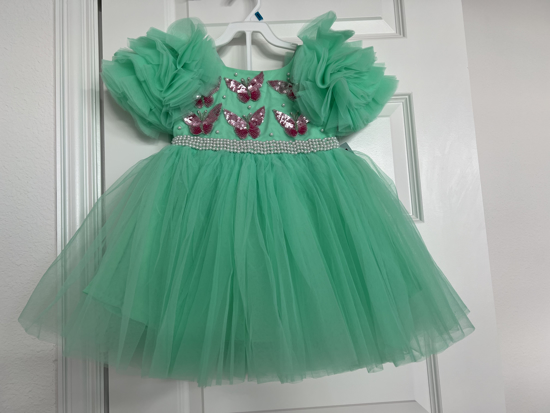 Picture of Brand New Dark Sea Green knee length frock 4-6y