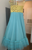 Picture of Bright blue and yellow net party wear dress
