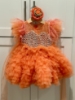 Picture of Orange pearl frock with feather detailing 1y