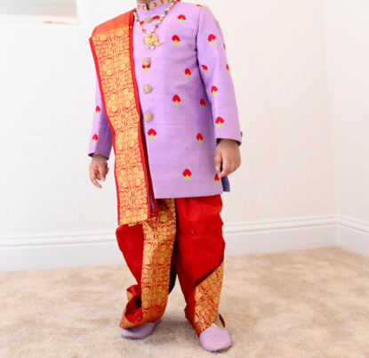 Picture of Lavender and Red designer kurta 4-5y