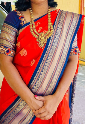 Picture of Semi gadwal saree with maggam work blouse