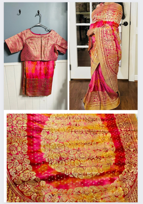 Picture of Fancy Banaras Silk Saree with boat neck blouse