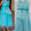 Picture of PL457-Blue pearl work dress with 3d flowers(6-7Y)