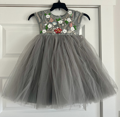 Picture of Gray embroidered tulle dress 2-3  yrs