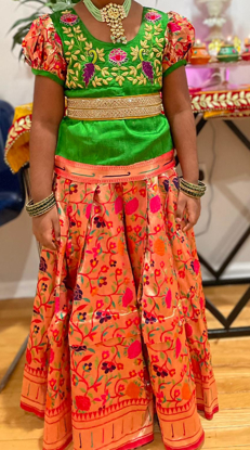 Picture of Semi Paithani Lehanga with maggam blouse 4-6y