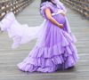 Picture of Purple Ruffle Maternity Dress