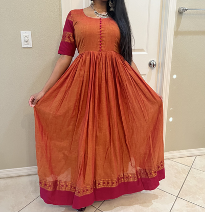 Picture of Orange Narayanpet Long Dress