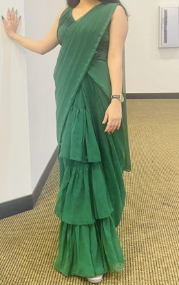 Picture of Green ruffle saree (3piece)