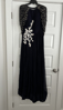 Picture of Designer chiffon blue cowl draped sequin dress