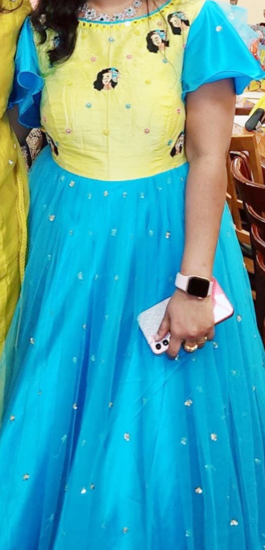 Picture of Blue and yellow long frock