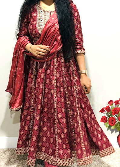 Picture of Beautiful muslin silk anarkali long dress