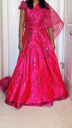 Picture of Gorgeous Customized Neon Pink Crop Top Lehenga