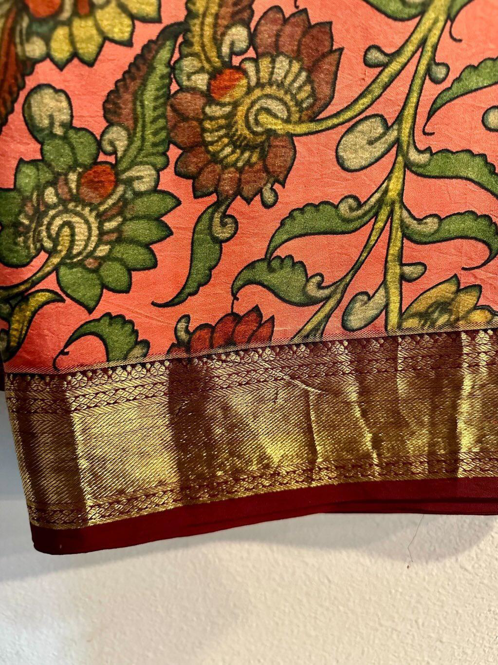 PunarviAuthentic|PreLoved|SustainablePure kanchi pattu kalamkari saree ...