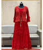 Picture of Red pure chiffon chikankari anarkali