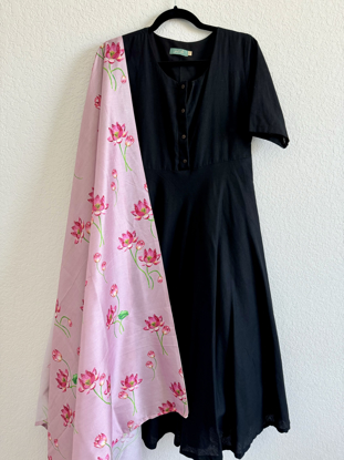 Picture of Black cotton Dress - Feeding Friendly