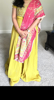 Picture of Mustard color anarkhali dress with beautiful pink dupatta