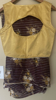 Picture of Brown silver striped Georgette saree with readymade gold blouse