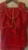 Picture of Red sequins saree with custom stitched sleeveless  blouse