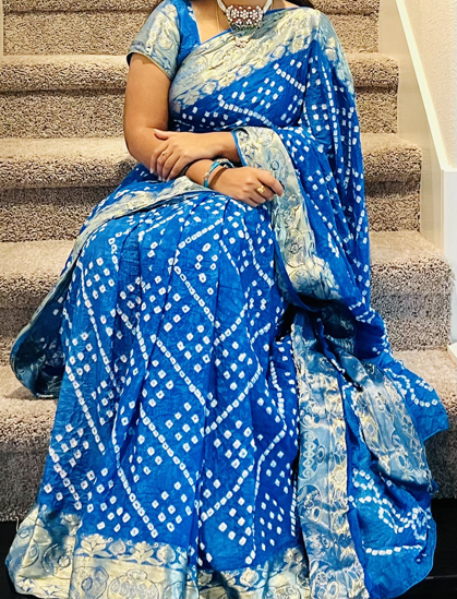 Picture of Blue bandhini saree