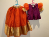 Picture of Orange organza lehanga and purple raw silk maggam work blouse 5-6y