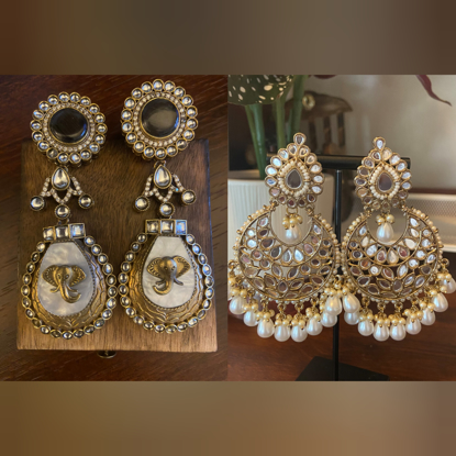 Picture of Mirror work and kundan earrings