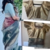 Picture of dual tone tissue copper brown and teal border saree with 2 blouses