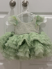 Picture of Heavy pearl work green frock 1-2y