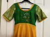 Picture of Kanchi pattu Green and yellow long frock/dress