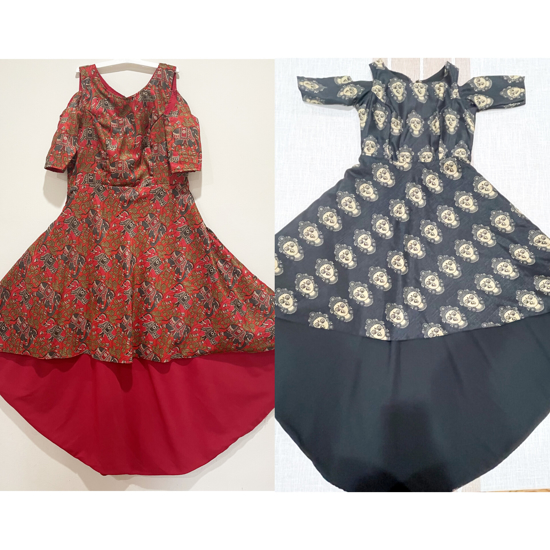 Picture of Combo: high low printed frocks 10-12y